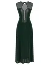 Eres Scene Mesh-trimmed Jersey Maxi Dress In Green