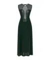 Eres Sleeveless Round Neckline Dress Mesh Panel In Green