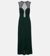 Eres Scene Mesh-trimmed Jersey Maxi Dress In Green