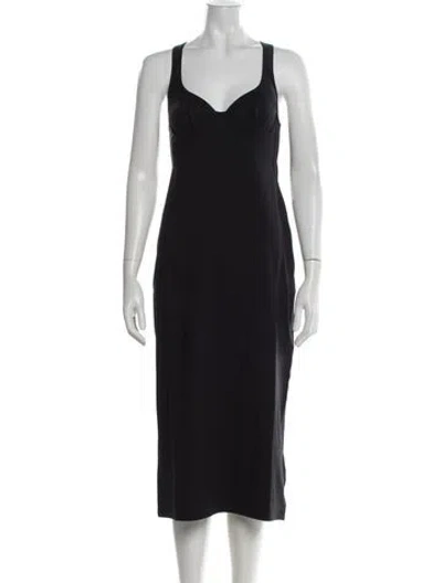 Pre-owned Eres Scoop Neck Midi Length Dress In Black
