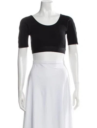 Pre-owned Eres Scoop Neck Short Sleeve Crop Top In Black