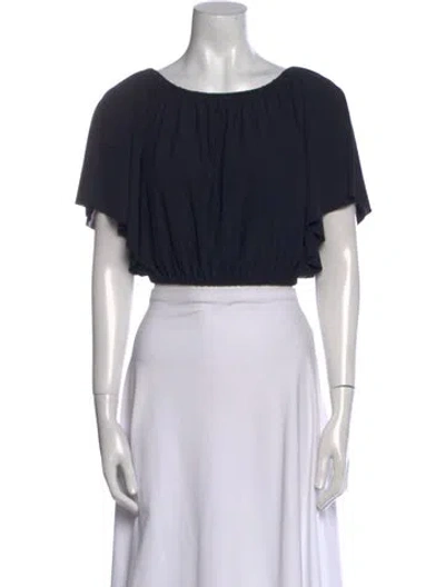 Pre-owned Eres Scoop Neck Short Sleeve Crop Top W/ Tags In Black