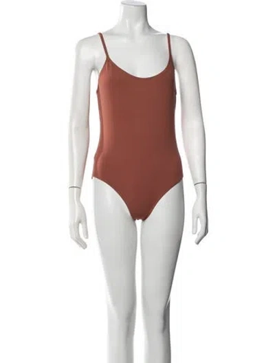 Pre-owned Eres Scoop Neck Sleeveless Bodysuit In Brown