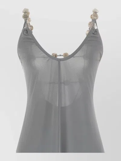 Eres Sculptural Beach Dress Maxi Backless Beads In Gray