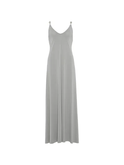 Eres Sculpturale Beaded-strap Maxi Dress In Gray