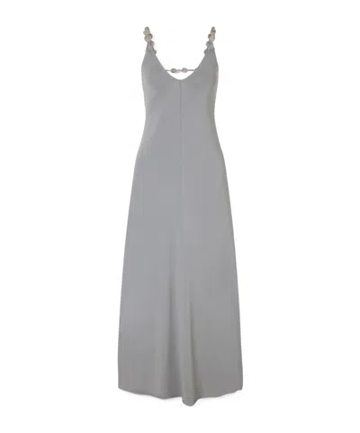 Eres Sculpturale Bead-embellished Stretch-jersey Maxi Dress In Gray
