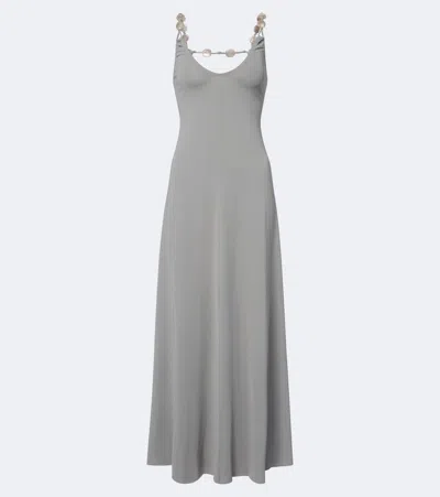Eres Sculpturale Embellished Jersey Maxi Dress In Gray