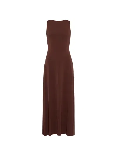 Eres Sculpture Open-back Maxi Dress In Brown