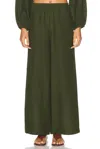 Eres L'intemporel Select Linen Wide-leg Pants In Vert Mousse
