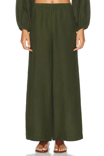 Eres L'intemporel Select Linen Wide-leg Pants In Vert Mousse