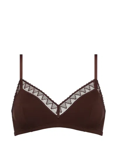Eres Serenity Lace-trim Triangle Bra In Brown