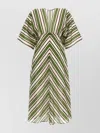 Eres Sheer Fabric Midi Dress With Short Sleeves