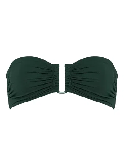 Eres Ruched Bandeau Top Strapless Swimwear Piece In Green