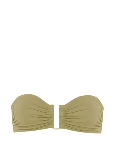 Eres Show Bandeau Ruched Bikini Top In Green