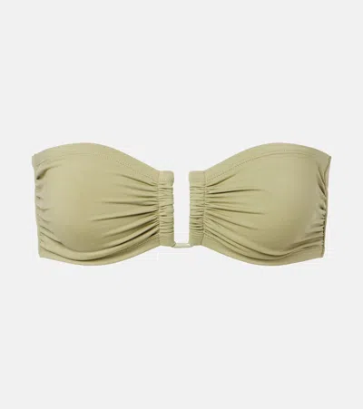 Eres Show Gathered Bandeau Bikini Top In Green