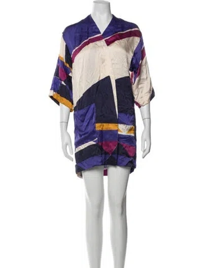 Pre-owned Eres Silk Colorblock Pattern Robe In Multicolor