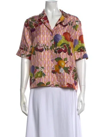 Pre-owned Eres Silk Floral Print Top In Multi