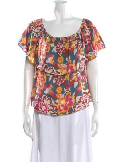 Pre-owned Eres Silk Floral Print Top W/ Tags In Multi