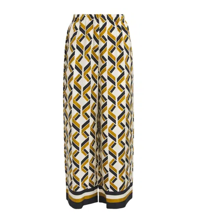 Eres Tube Patterned Silk Twill Wide-leg Pants In Brown