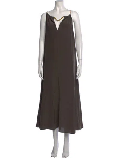 Pre-owned Eres Silk Long Dress In Brown