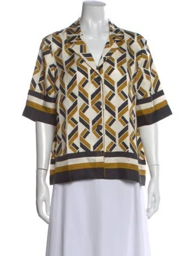 Pre-owned Eres Silk Patterned Button-up Top In Neutral