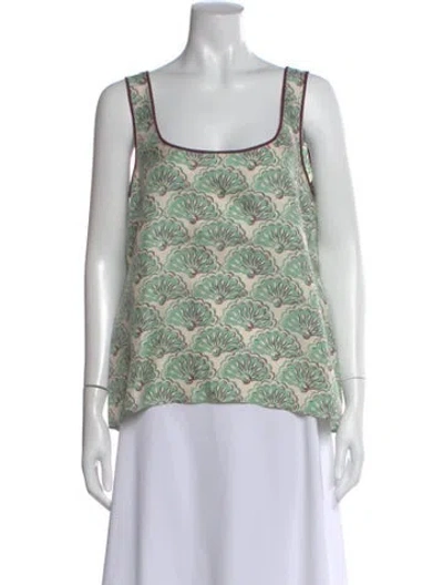 Pre-owned Eres Silk Patterned Top In Green