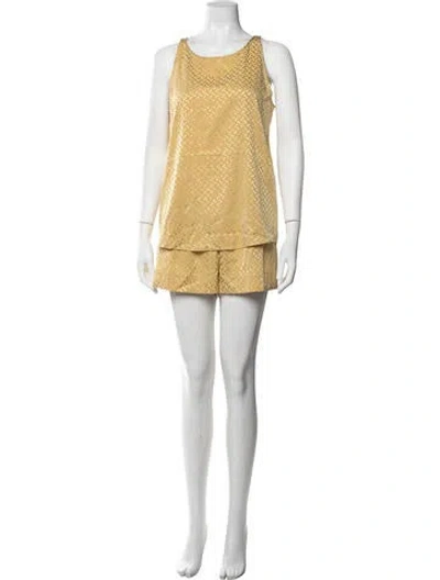 Pre-owned Eres Silk Polka Dot Print Pajamas W/ Tags In Yellow