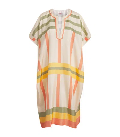 Eres Silk Stripe Ice Midi Kaftan In Multi