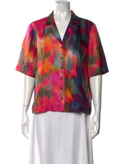 Pre-owned Eres Silk Tie-dye Print Button-up Top In Multicolor