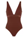 Eres Sillage Plunge-neck Swimsuit In Brown