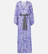 Eres Sky Belted Printed Crêpe Midi Dress In Purple