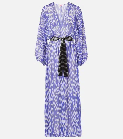Eres Sky Belted Printed Crêpe Midi Dress In Purple