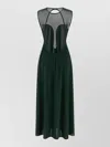 Eres Sleeveless Round Neckline Dress Mesh Panel In Green
