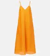 Eres Snob Linen Slip Dress In Orange