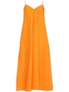 Eres Snob Linen Slip Dress In 橘色