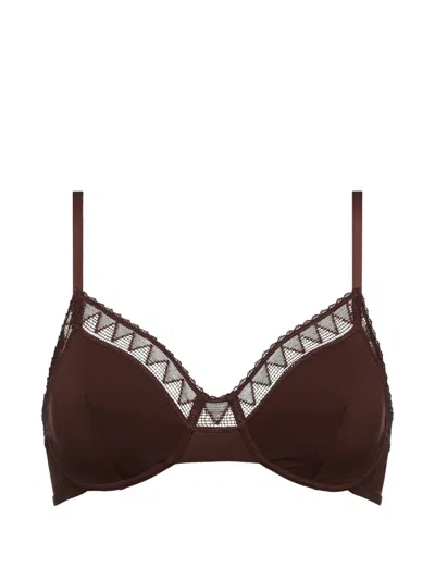 Eres Softness Lace-trim Bra In Brown