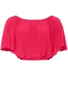Eres Solal Draped Jersey Cropped Top In Pink