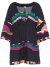 Eres Solar Embroidered Linen Kaftan In Black