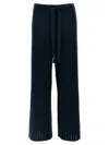 Eres Wide Leg Ribbed Elastic Waistband Trousers In Blue