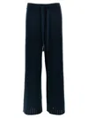 Eres Wide Leg Ribbed Elastic Waistband Trousers In Green