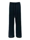 Eres Wide Leg Ribbed Elastic Waistband Trousers In Green