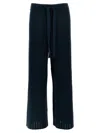 Eres Wide Leg Ribbed Elastic Waistband Trousers In Green