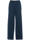 Eres Wide Leg Ribbed Elastic Waistband Trousers In Blue