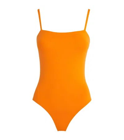 Eres Square-neck Aquarelle Swimsuit In Orange