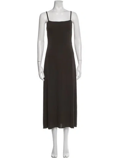 Pre-owned Eres Square Neckline Midi Length Dress In Brown