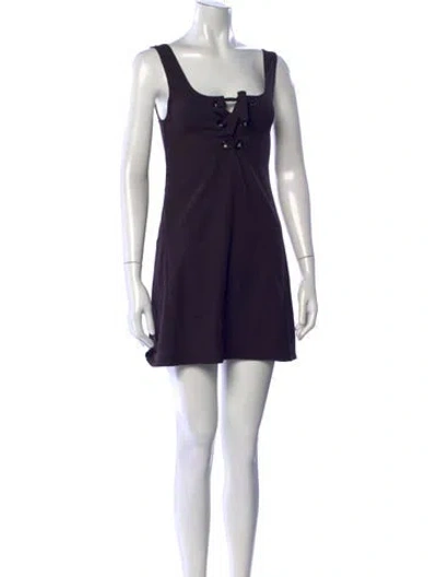 Pre-owned Eres Square Neckline Mini Dress In Black