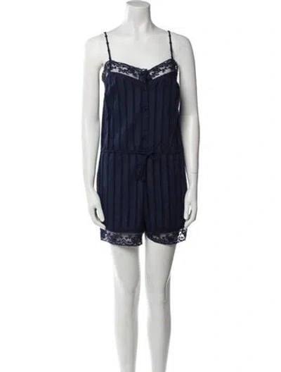 Pre-owned Eres Square Neckline Romper In Blue