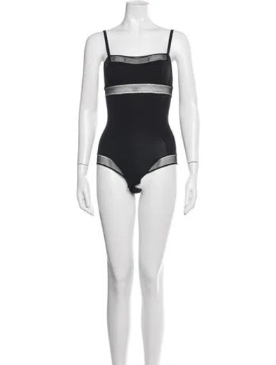 Pre-owned Eres Square Neckline Sleeveless Bodysuit In Black