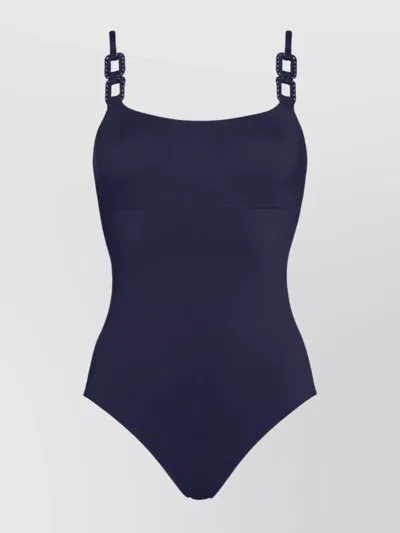 Eres Square Neckline Swimsuit Cut-out Strap In Blue