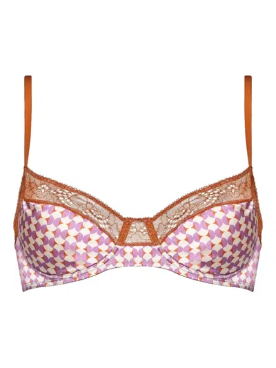 Eres Stéréo Padded Geometric-print Bra In Animal Print